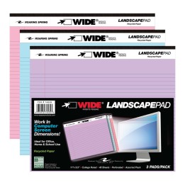 Roaring Spring Paper Products Legal Pad, Landscape, Assorted 3-Pack (Orchid, Blue, Pink)