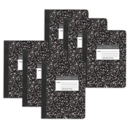 Roaring Spring Paper Products Composition Book, 5x5 Graph, 80 Sheets, 9.75" x 7.5", Black Marble, Pack of 6