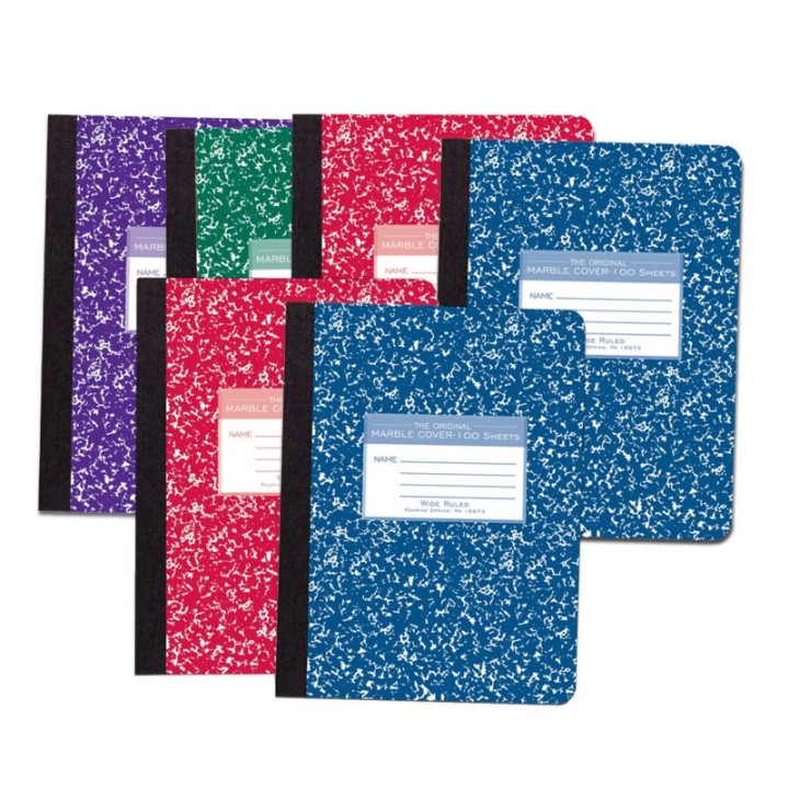 Roaring Spring Paper Products Marble Composition Book, Assorted Colors, Pack of 6