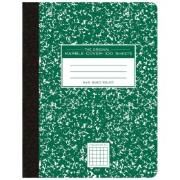 Roaring Spring Paper Products Composition Book, 5x5 Graph, 100 Sheets, 9.75" x 7.5", Green Marble