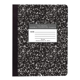 Roaring Spring Paper Products Composition Book, Unruled, 50 Sheets, 9.75" x 7.5" , Black Marble