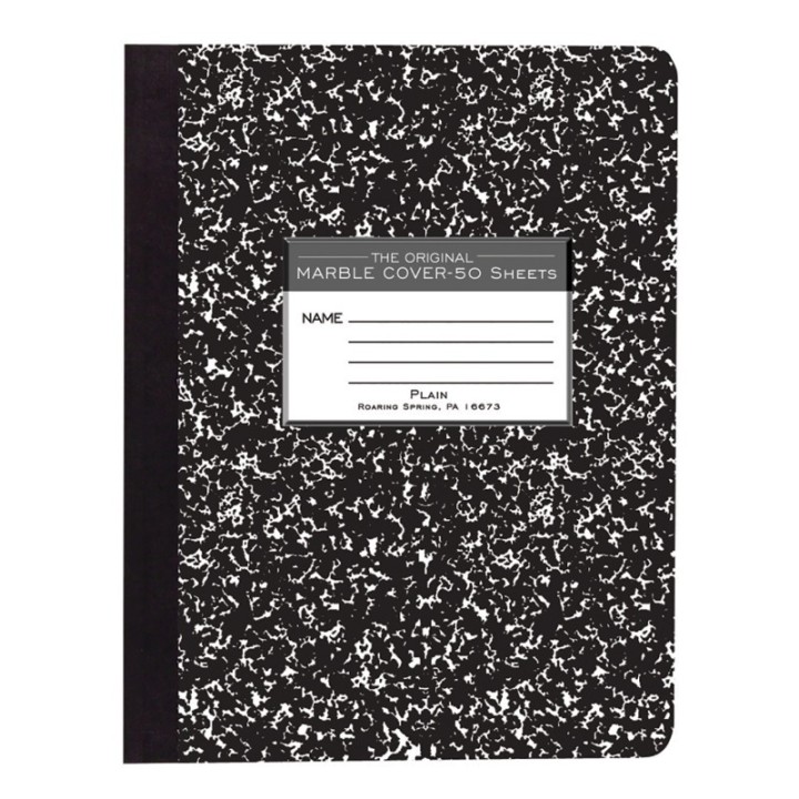 Roaring Spring Paper Products Composition Book, Unruled, 50 Sheets, 9.75" x 7.5" , Black Marble