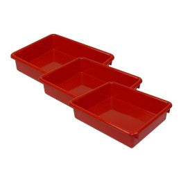Romanoff Stowaway® 3" Letter Tray no Lid, Red, Pack of 3