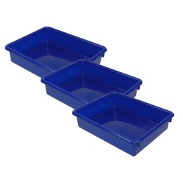 Romanoff Stowaway® 3" Letter Tray no Lid, Blue, Pack of 3