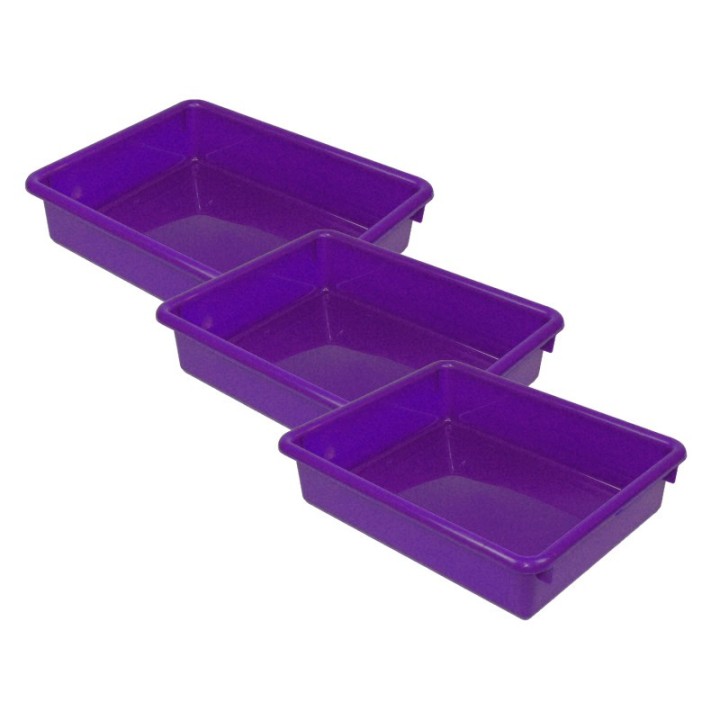 Romanoff Stowaway® 3" Letter Tray no Lid, Purple, Pack of 3
