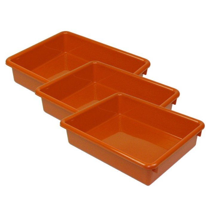 Romanoff Stowaway® 3" Letter Tray no Lid, Orange, Pack of 3