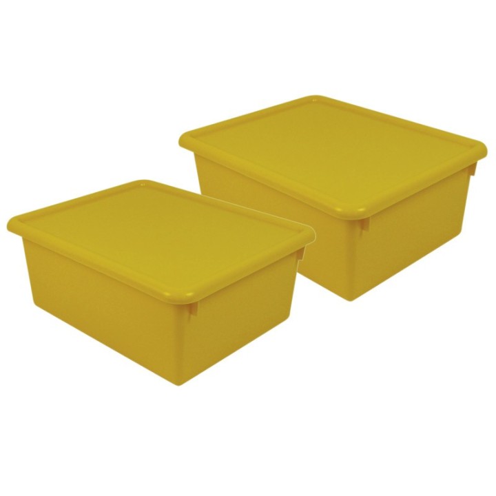 Romanoff Stowaway® 5" Letter Box with Lid, Yellow, Pack of 2