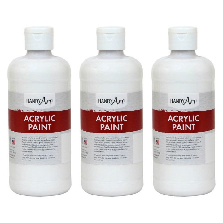 Handy Art® Acrylic Paint 16 oz, Titan White, Pack of 3