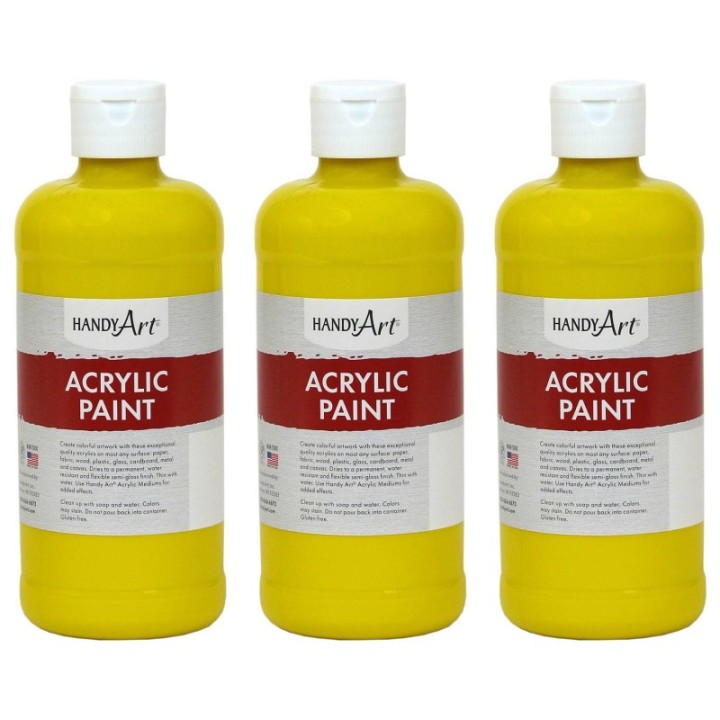 Handy Art® Acrylic Paint 16 oz, Chrome Yellow, Pack of 3