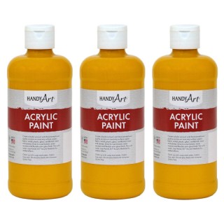 Handy Art® Acrylic Paint 16 oz, Deep Yellow, Pack of 3