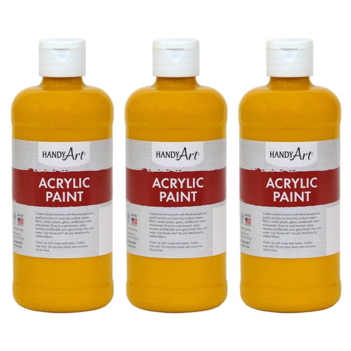 Handy Art® Acrylic Paint 16 oz, Deep Yellow, Pack of 3