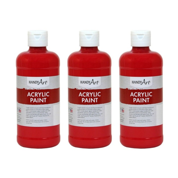 Handy Art® Acrylic Paint 16 oz, Brite Red, Pack of 3