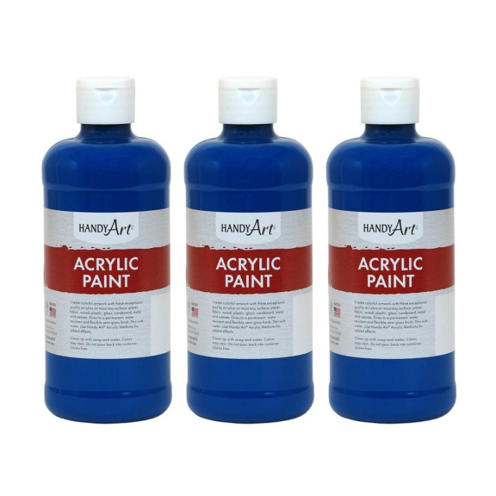 Handy Art® Acrylic Paint 16 oz, Ultra Blue, Pack of 3