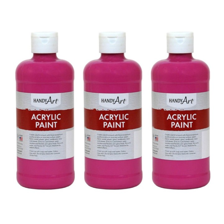Handy Art® Acrylic Paint 16 oz, Magenta, Pack of 3