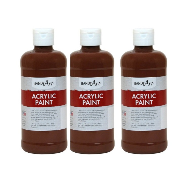 Handy Art® Acrylic Paint 16 oz, Burnt Sienna, Pack of 3