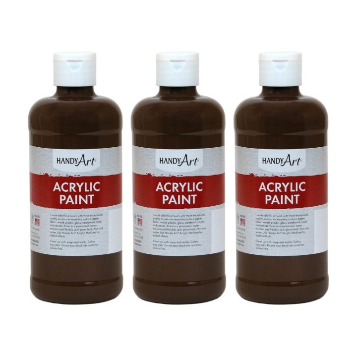 Handy Art® Acrylic Paint 16 oz, Burnt Umber, Pack of 3
