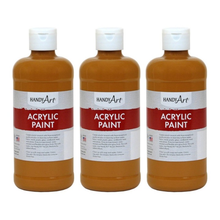 Handy Art® Acrylic Paint 16 oz, Raw Sienna, Pack of 3