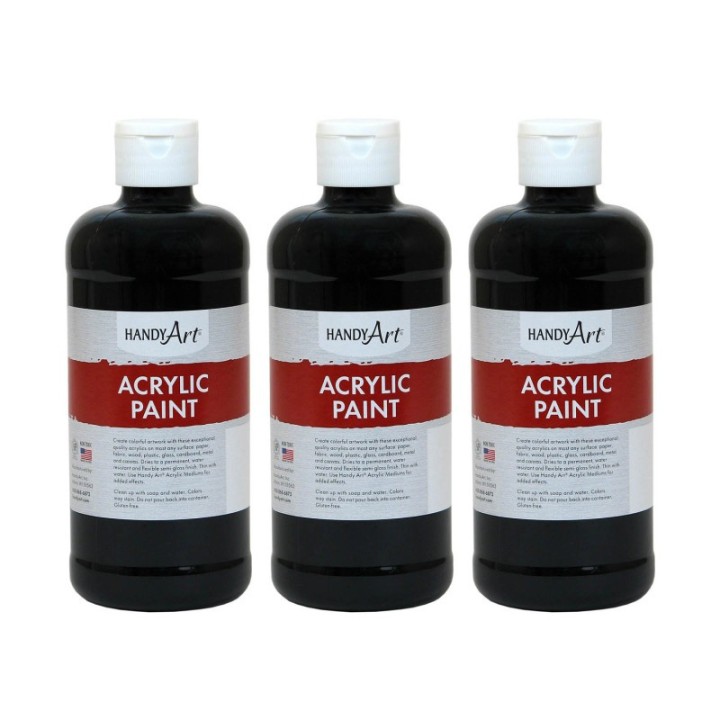 Handy Art® Acrylic Paint 16 oz, Mars Black, Pack of 3