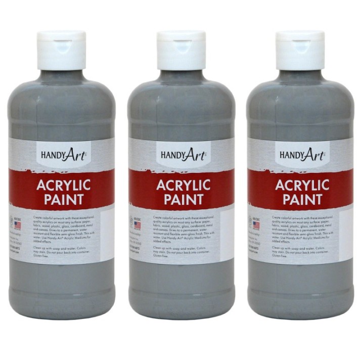 Handy Art® Acrylic Paint 16 oz, Gray, Pack of 3