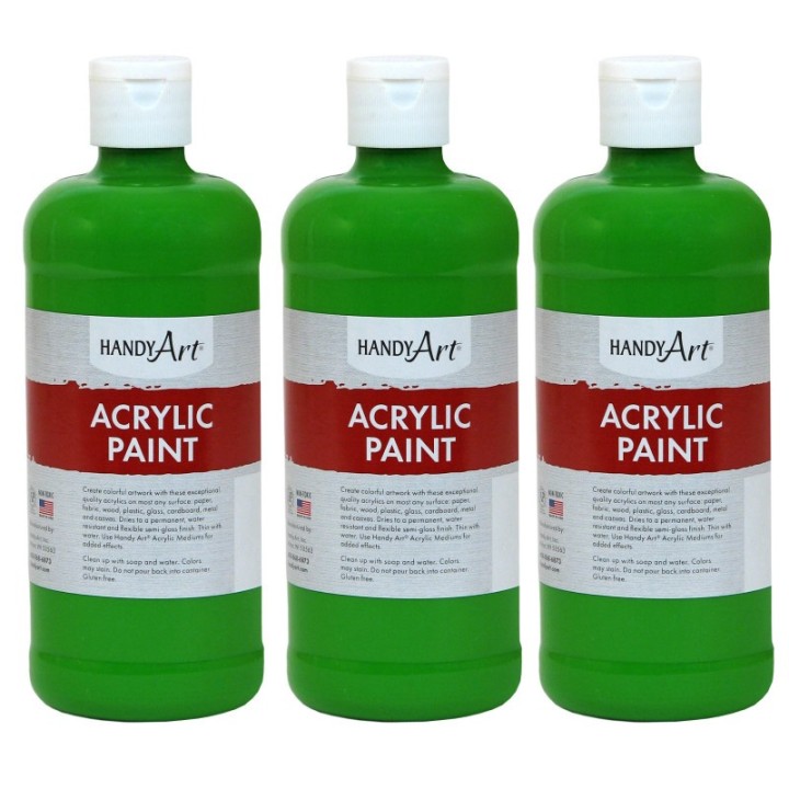 Handy Art® Acrylic Paint 16 oz, Light Green, Pack of 3