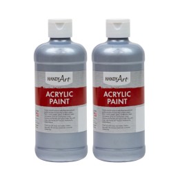 Handy Art® Metallic Acrylic Paint 16 oz., Silver, Pack of 2