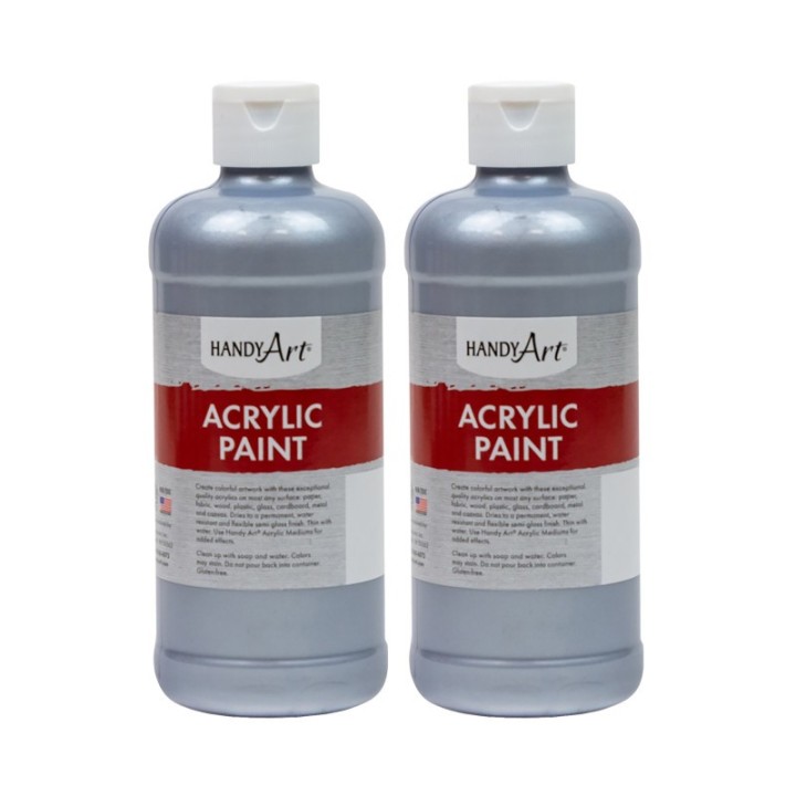 Handy Art® Metallic Acrylic Paint 16 oz., Silver, Pack of 2