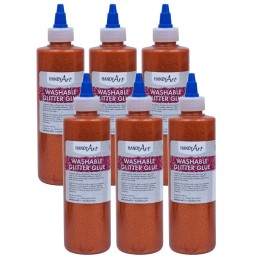 Handy Art® Washable Glitter Glue, 8 oz., Orange, Pack of 6