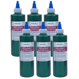 Handy Art® Washable Glitter Glue, 8 oz., Green, Pack of 6