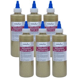 Handy Art® Washable Glitter Glue, 8 oz., Gold, Pack of 6