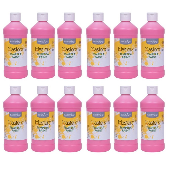 Handy Art® Little Masters® Tempera Paint, Pink, 16 oz., Pack of 12