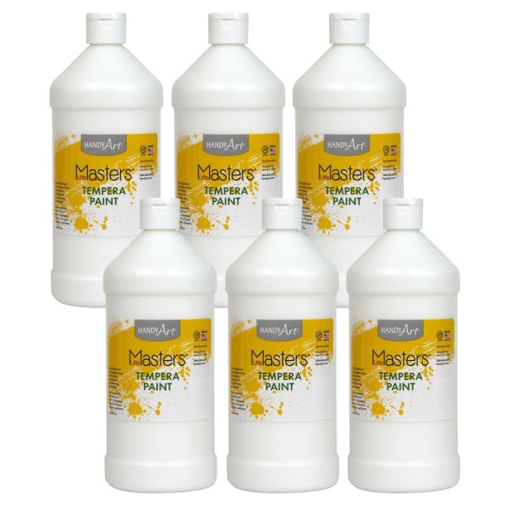Handy Art® Little Masters® Tempera Paint, White, 32 oz., Pack of 6
