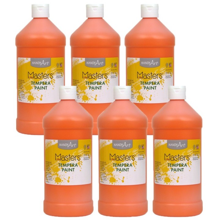 Handy Art® Little Masters® Tempera Paint, Orange, 32 oz., Pack of 6