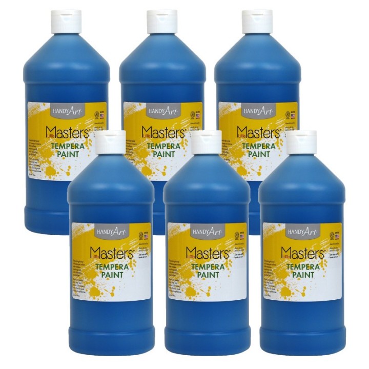 Handy Art® Little Masters® Tempera Paint, Blue, 32 oz., Pack of 6