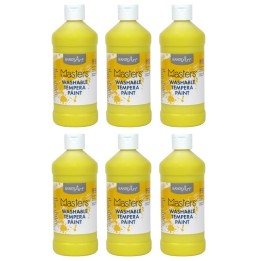 Handy Art® Little Masters® Washable Tempera Paint, Yellow, 16 oz., Pack of 6