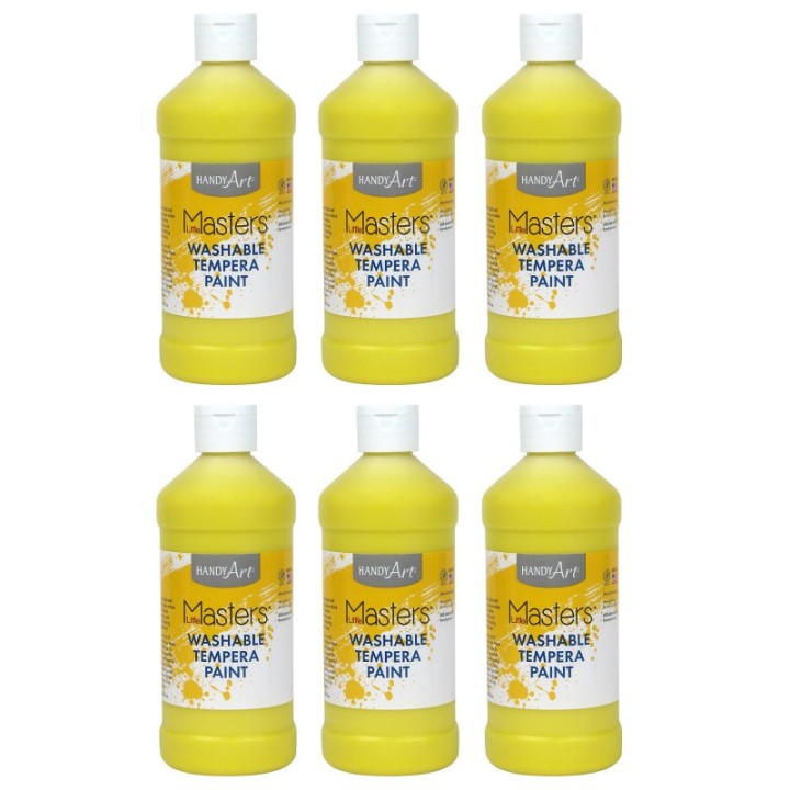 Handy Art® Little Masters® Washable Tempera Paint, Yellow, 16 oz., Pack of 6