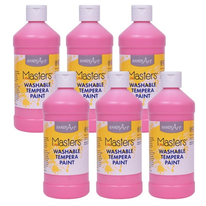 Handy Art® Little Masters® Washable Tempera Paint, Pink, 16 oz., Pack of 6