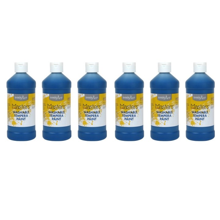 Handy Art® Little Masters® Washable Tempera Paint, Blue, 16 oz., Pack of 6