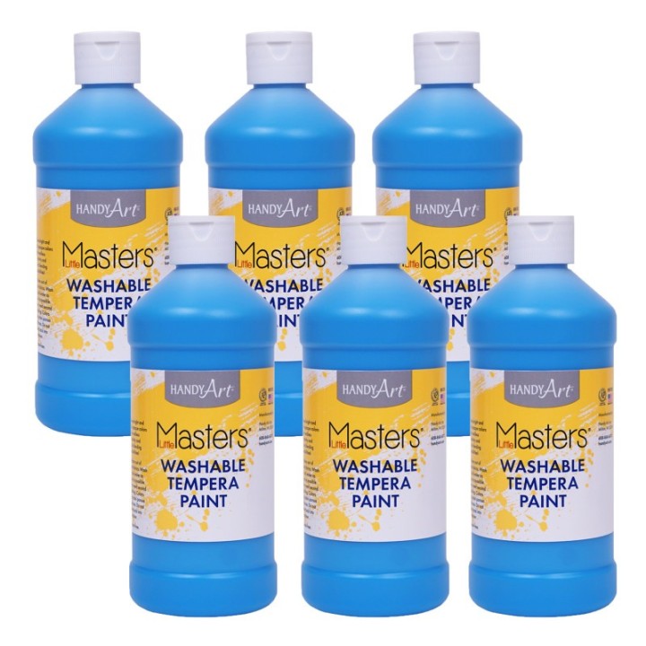 Handy Art® Little Masters® Washable Tempera Paint, Light Blue, 16 oz., Pack of 6