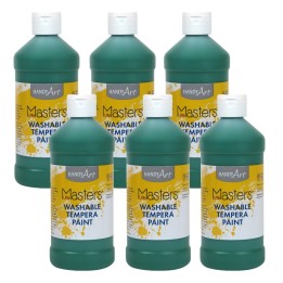 Handy Art® Little Masters® Washable Tempera Paint, Green, 16 oz., Pack of 6