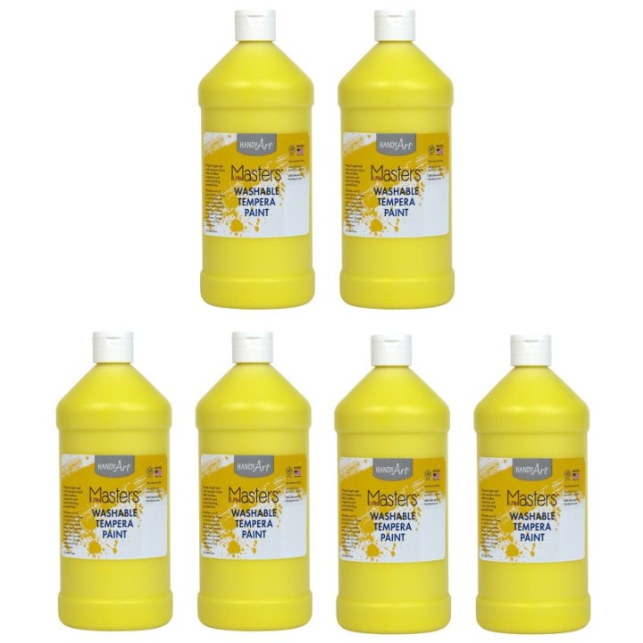 Handy Art® Little Masters® Washable Tempera Paint, Yellow, 32 oz., Pack of 6
