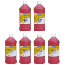 Handy Art® Little Masters® Washable Tempera Paint, Red, 32 oz., Pack of 6