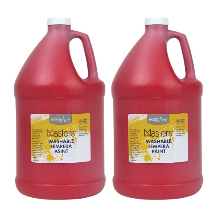 Handy Art® Little Masters® Washable Tempera Paint, Red, Gallon, Pack of 2