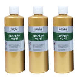 Handy Art® Metallic Tempera Paint, 16 oz., Gold, Pack of 3