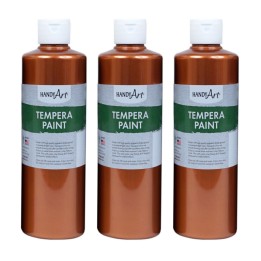 Handy Art® Metallic Tempera Paint, 16 oz., Copper, Pack of 3