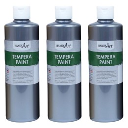 Handy Art® Metallic Tempera Paint, 16 oz., Silver, Pack of 3