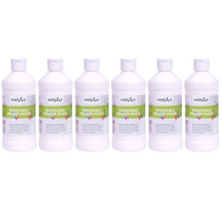 Handy Art® Washable Finger Paint, White, 16 oz, Pack of 6