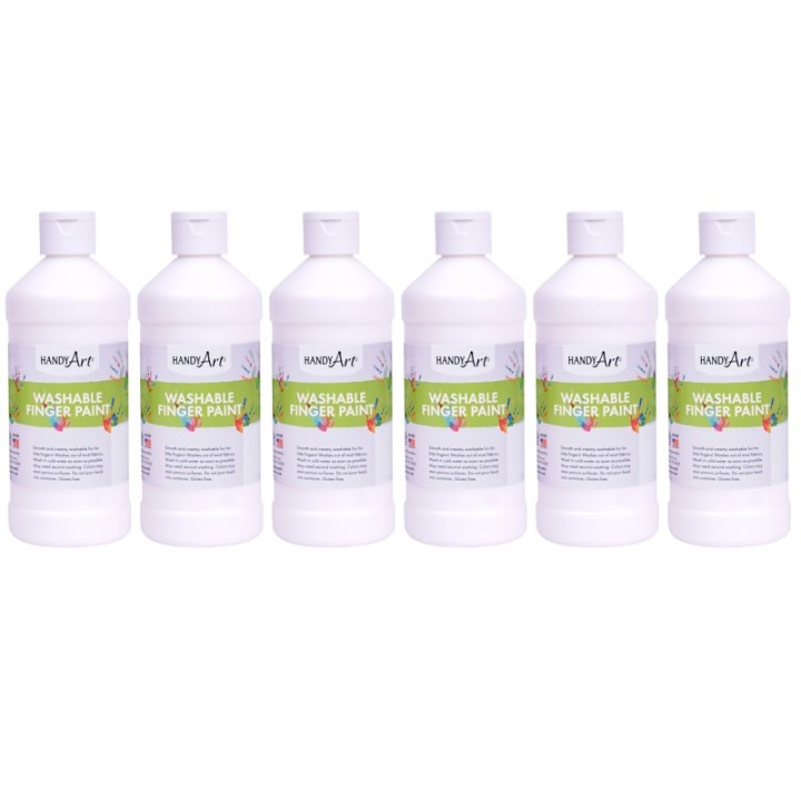 Handy Art® Washable Finger Paint, White, 16 oz, Pack of 6