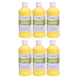Handy Art® Washable Finger Paint, Yellow, 16 oz., Pack of 6