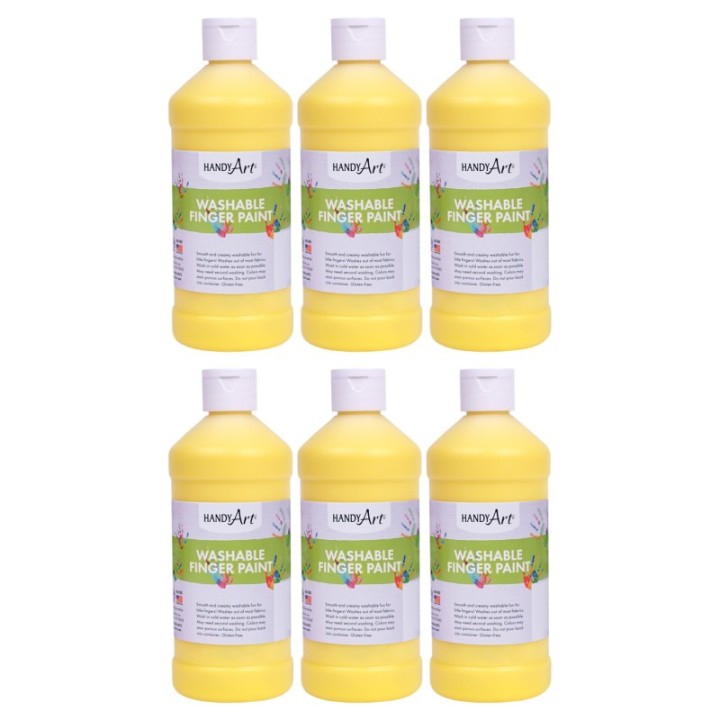 Handy Art® Washable Finger Paint, Yellow, 16 oz., Pack of 6