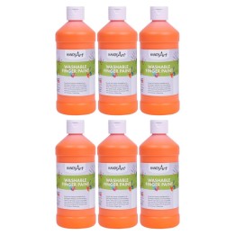 Handy Art® Washable Finger Paint, Orange, 16 oz., Pack of 6
